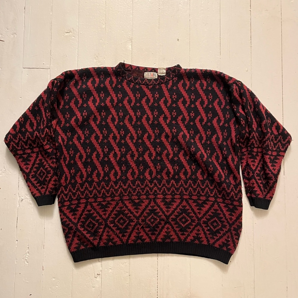 Red and black 80s Stefano International Sweater
